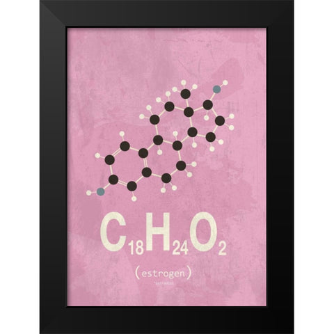 Molecule Estrogene Black Modern Wood Framed Art Print by TypeLike