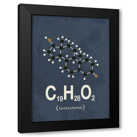 Molecule Testosterone Black Modern Wood Framed Art Print with Double Matting by TypeLike