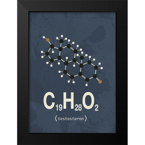 Molecule Testosterone Black Modern Wood Framed Art Print by TypeLike