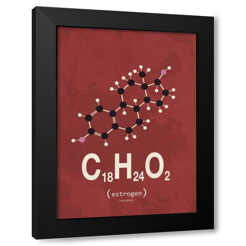 Molecule Estrogene Black Modern Wood Framed Art Print with Double Matting by TypeLike