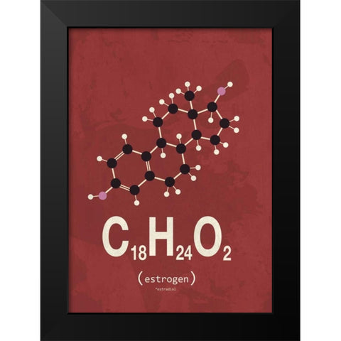 Molecule Estrogene Black Modern Wood Framed Art Print by TypeLike