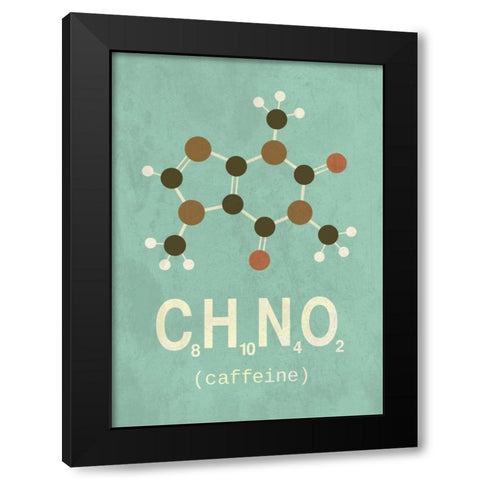 Molecule Caffeine Black Modern Wood Framed Art Print with Double Matting by TypeLike