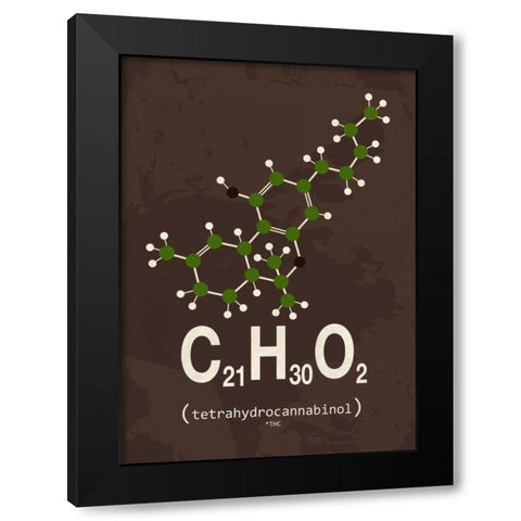 Molecule THC Black Modern Wood Framed Art Print with Double Matting by TypeLike