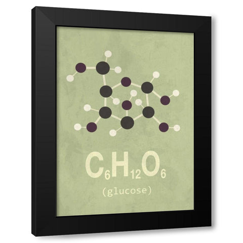 Molecule Glucose Black Modern Wood Framed Art Print with Double Matting by TypeLike