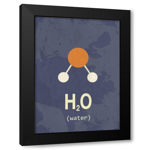 Molecule Water Black Modern Wood Framed Art Print with Double Matting by TypeLike