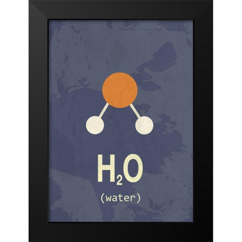 Molecule Water Black Modern Wood Framed Art Print by TypeLike