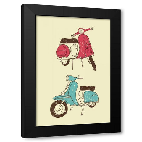 Scooter II Black Modern Wood Framed Art Print with Double Matting by GraphINC