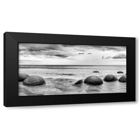Beach Rocks Black Modern Wood Framed Art Print with Double Matting by PhotoINC Studio