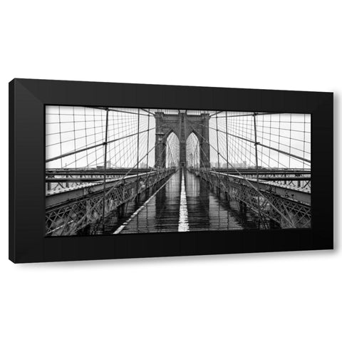 Brooklyn Bridge Black Modern Wood Framed Art Print by PhotoINC Studio