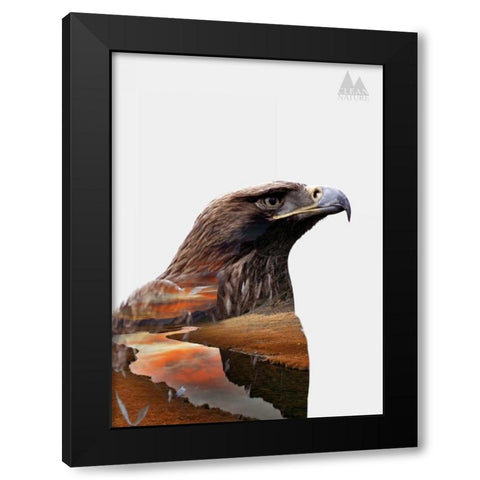 Eagle Black Modern Wood Framed Art Print by Clean Nature