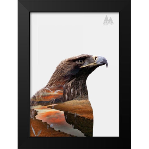 Eagle Black Modern Wood Framed Art Print by Clean Nature