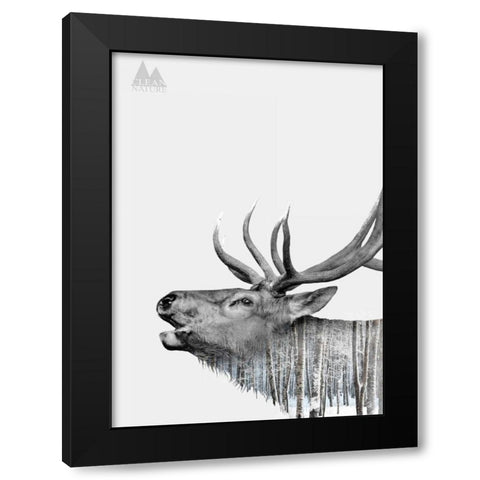 Deer Black Modern Wood Framed Art Print with Double Matting by Clean Nature