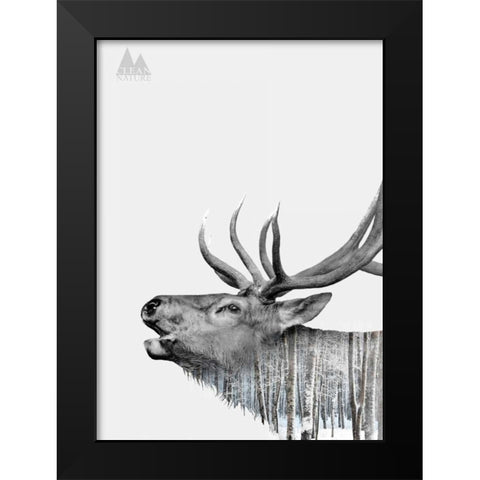 Deer Black Modern Wood Framed Art Print by Clean Nature
