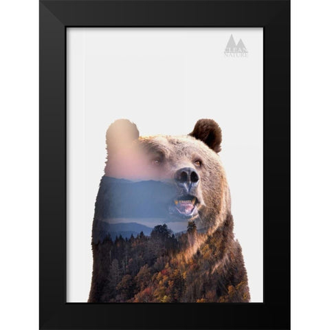 Bear Black Modern Wood Framed Art Print by Clean Nature