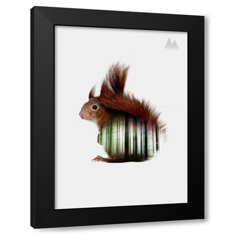 Squirrel Black Modern Wood Framed Art Print by Clean Nature