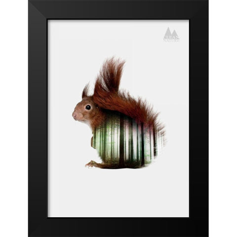 Squirrel Black Modern Wood Framed Art Print by Clean Nature