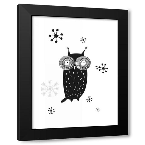 Owl I Black Modern Wood Framed Art Print with Double Matting by GraphINC