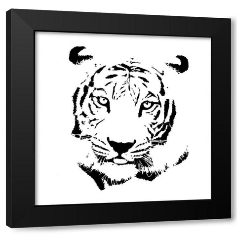 Tiger Black Modern Wood Framed Art Print with Double Matting by GraphINC