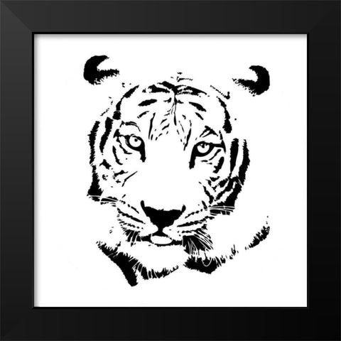Tiger Black Modern Wood Framed Art Print by GraphINC