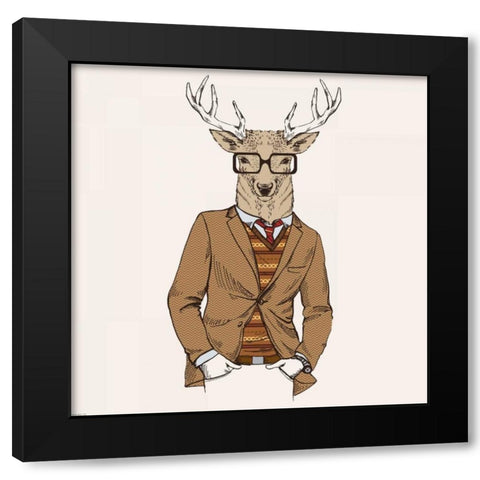 Deer-man 1 Black Modern Wood Framed Art Print by GraphINC
