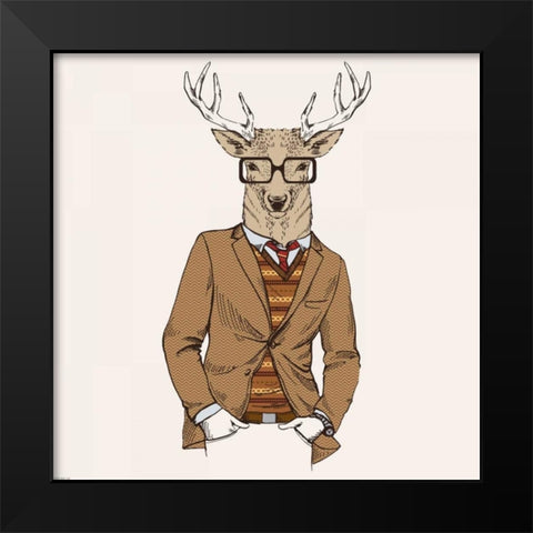 Deer-man 1 Black Modern Wood Framed Art Print by GraphINC