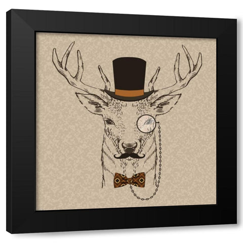 Deer-man 2 Black Modern Wood Framed Art Print with Double Matting by GraphINC