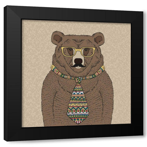 Bear-man Black Modern Wood Framed Art Print by GraphINC