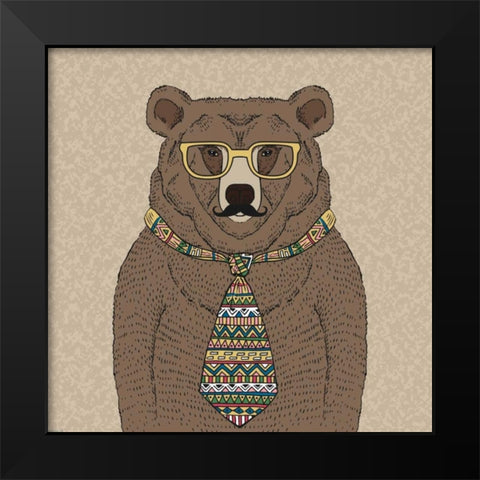 Bear-man Black Modern Wood Framed Art Print by GraphINC