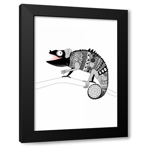 Gecko Black Modern Wood Framed Art Print with Double Matting by GraphINC