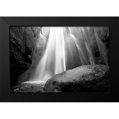 Waterfall Black Modern Wood Framed Art Print by PhotoINC Studio