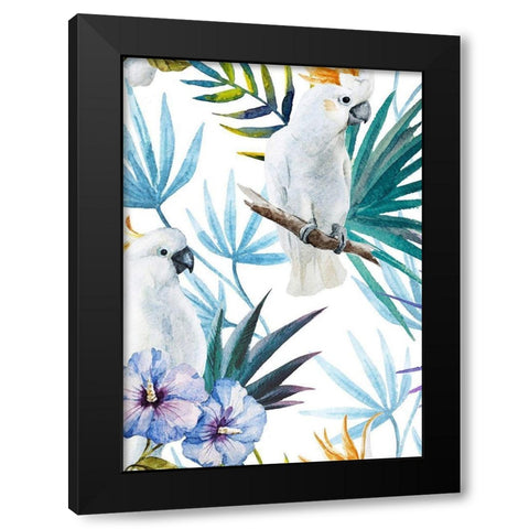 Cockatoo Black Modern Wood Framed Art Print with Double Matting by Incado