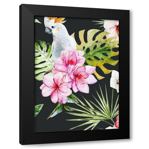 Cockatoo Dark Black Modern Wood Framed Art Print with Double Matting by Incado