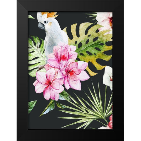 Cockatoo Dark Black Modern Wood Framed Art Print by Incado