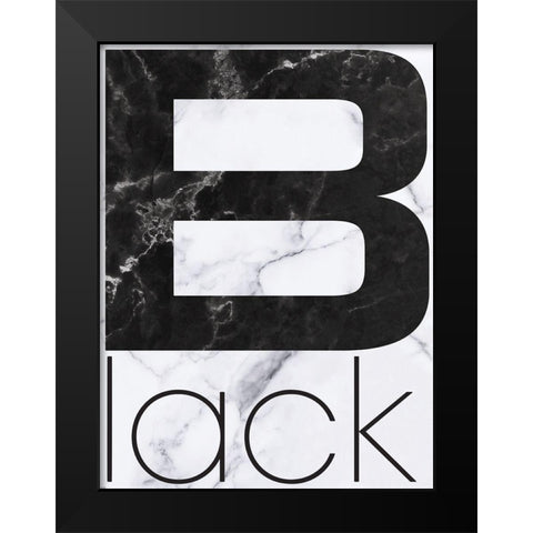 Black Marble Black Modern Wood Framed Art Print by TypeLike