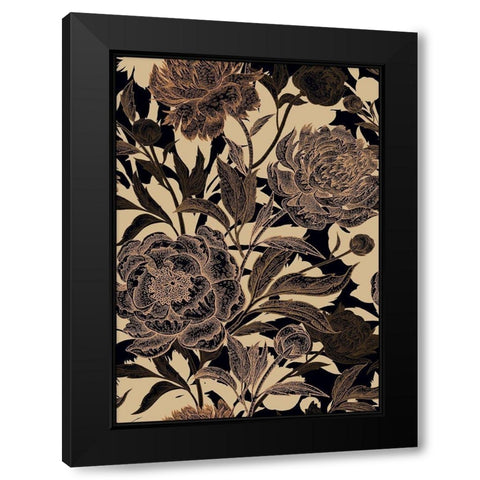 Golden Rose II Black Modern Wood Framed Art Print with Double Matting by Incado