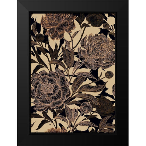 Golden Rose II Black Modern Wood Framed Art Print by Incado