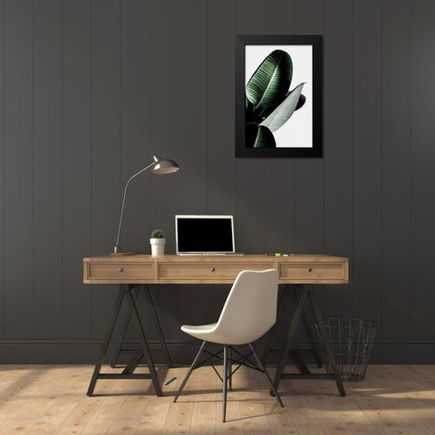 Leaves Black Modern Wood Framed Art Print by Incado