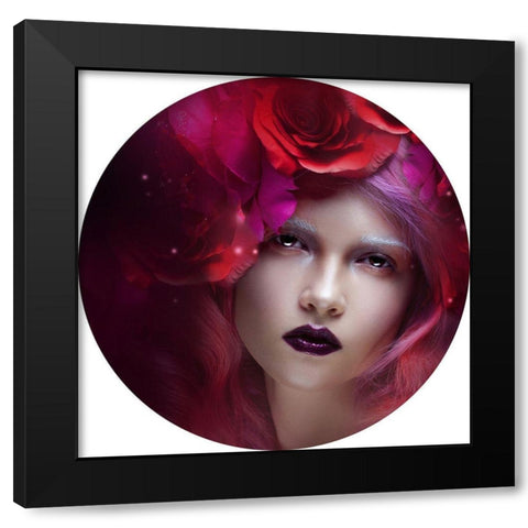 Flower Girl Black Modern Wood Framed Art Print with Double Matting by Incado