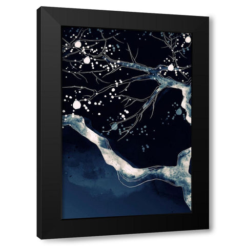 Cherry Blossom Branch Black Modern Wood Framed Art Print with Double Matting by Incado
