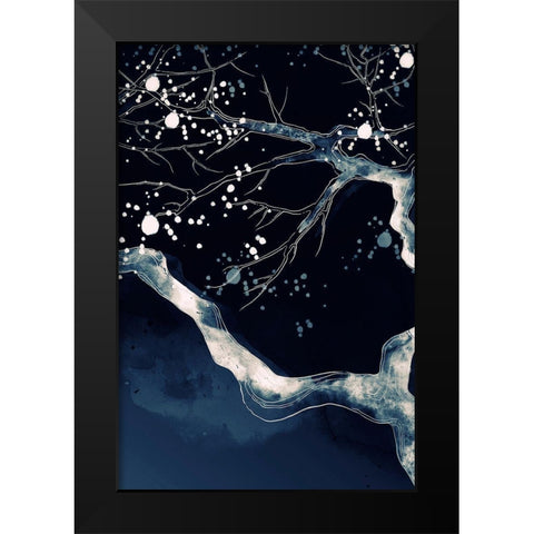 Cherry Blossom Branch Black Modern Wood Framed Art Print by Incado