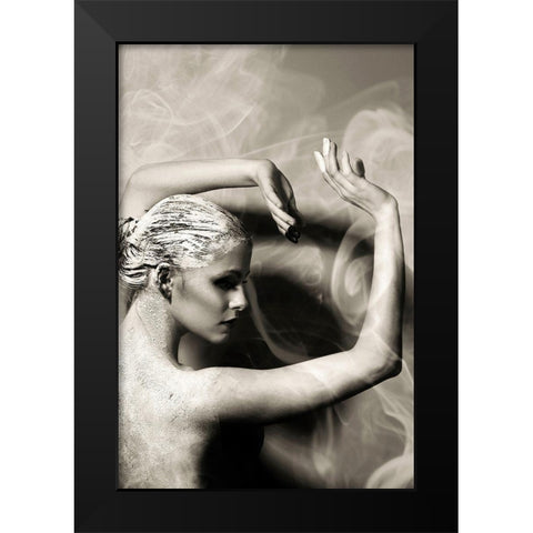Dancer Statue Black Modern Wood Framed Art Print by Incado