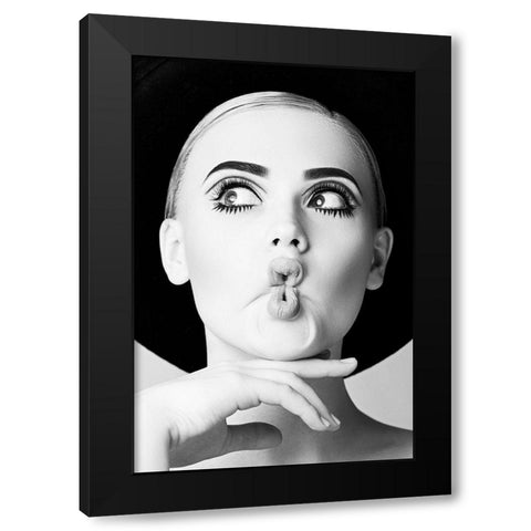 Fish Face Glamour Black Modern Wood Framed Art Print by Incado