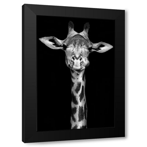 Giraffe Black Modern Wood Framed Art Print by Incado