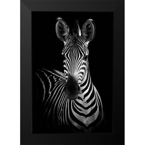 Zebra Black Modern Wood Framed Art Print by Incado
