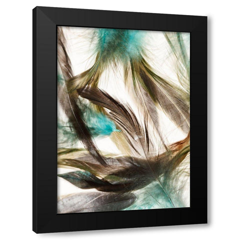 Floating Feathers Black Modern Wood Framed Art Print by Incado