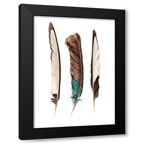 Three Feathers Black Modern Wood Framed Art Print with Double Matting by Incado