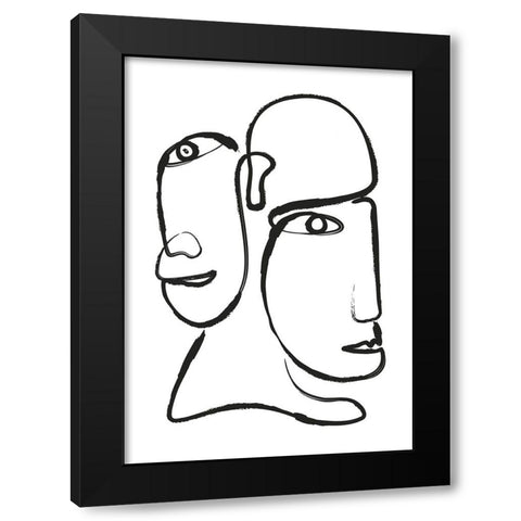 Double Silhouette Black Modern Wood Framed Art Print by Incado