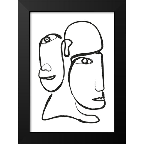 Double Silhouette Black Modern Wood Framed Art Print by Incado