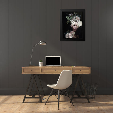 Botanical Woman No. 2 Black Modern Wood Framed Art Print by Incado