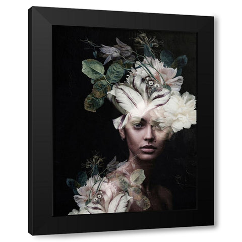 Botanical Woman No. 2 Black Modern Wood Framed Art Print by Incado